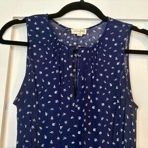 Maison Jules seashell print blue and white dress size S